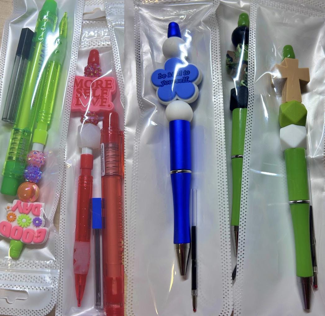 Refillable Beaded Mechanical Pencils and Pens