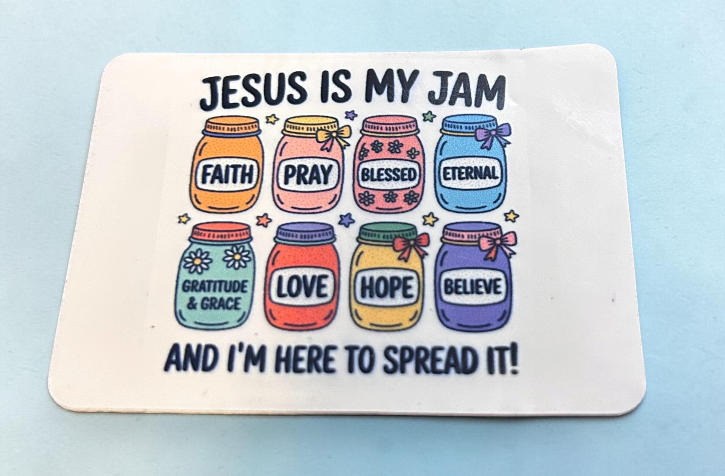 Christian Magnets: Jesus is My Jam Faith, Love, Hope, Believe Jars