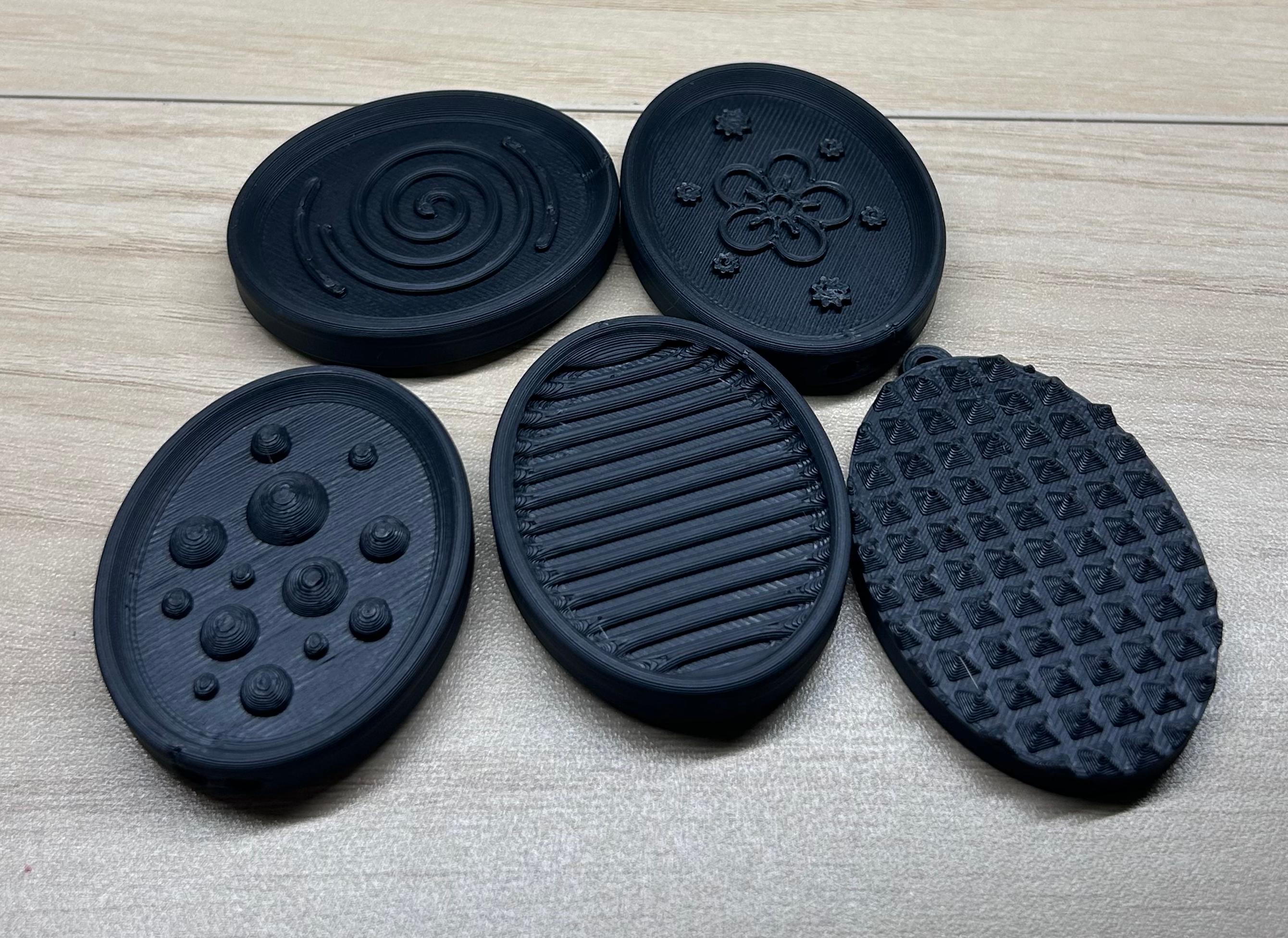 Set of 5 Textured 3D Printed Worry Stones