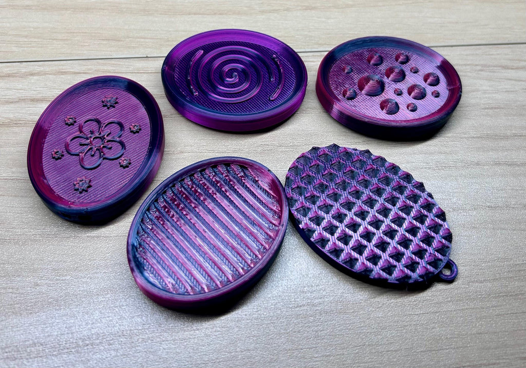 Set of 5 Textured 3D Printed Worry Stones